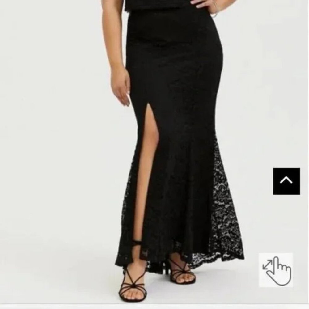 NEW Torrid Black Lace Maxi Skirt with High Slit Size 22 New